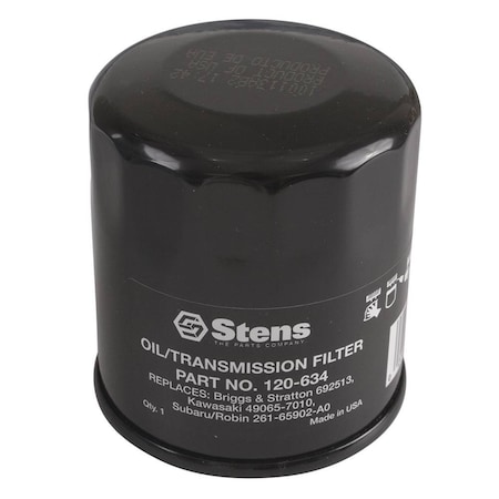 Stens Oil Filter For Kawasaki Fh381-721V, Fh601-770D, Fj180V Lawn Mowers 120-634
